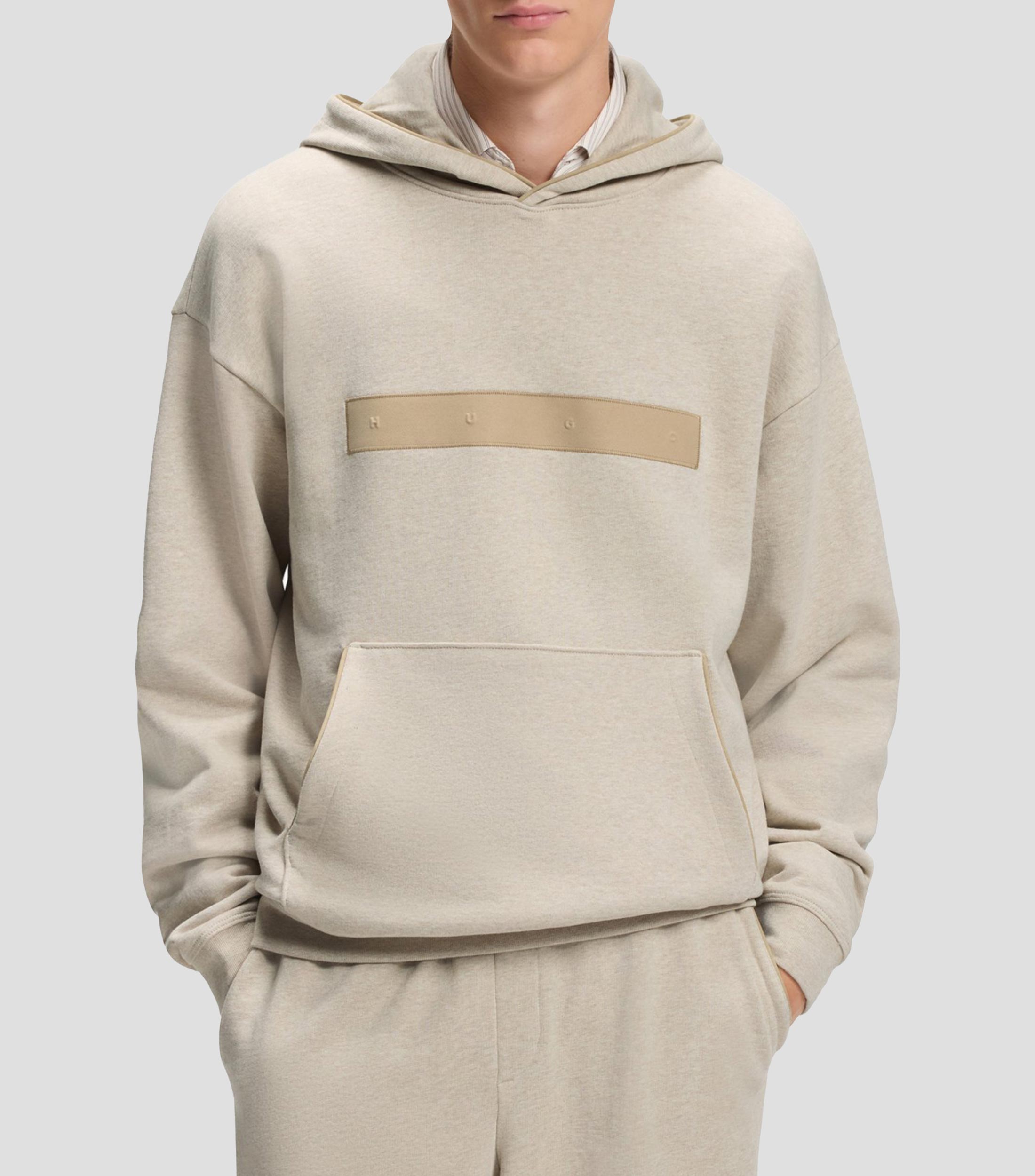 Sudadera con capucha relaxed de felpa de algodón con logo espaciado Hombre
